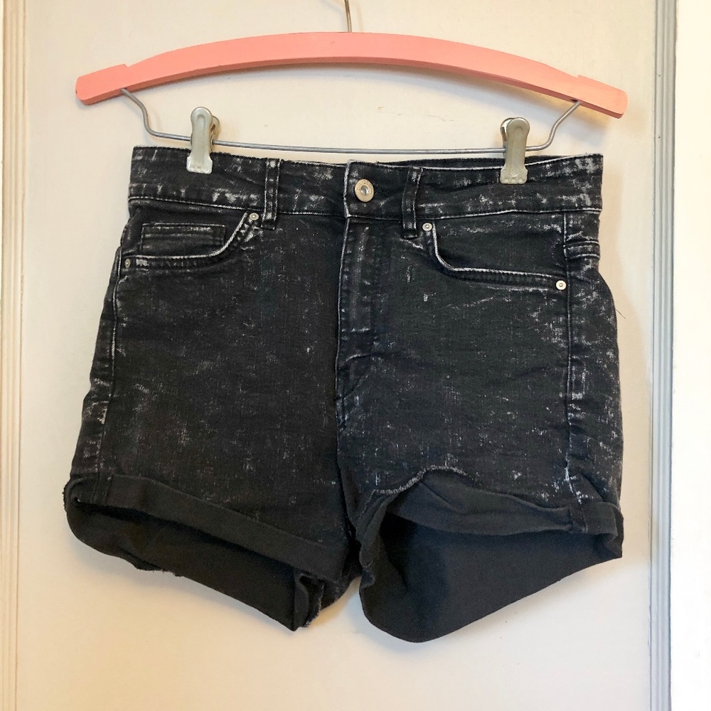 H&M Black Acid Wash Denim Shorts